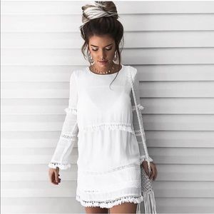 Indikah white tassel dress